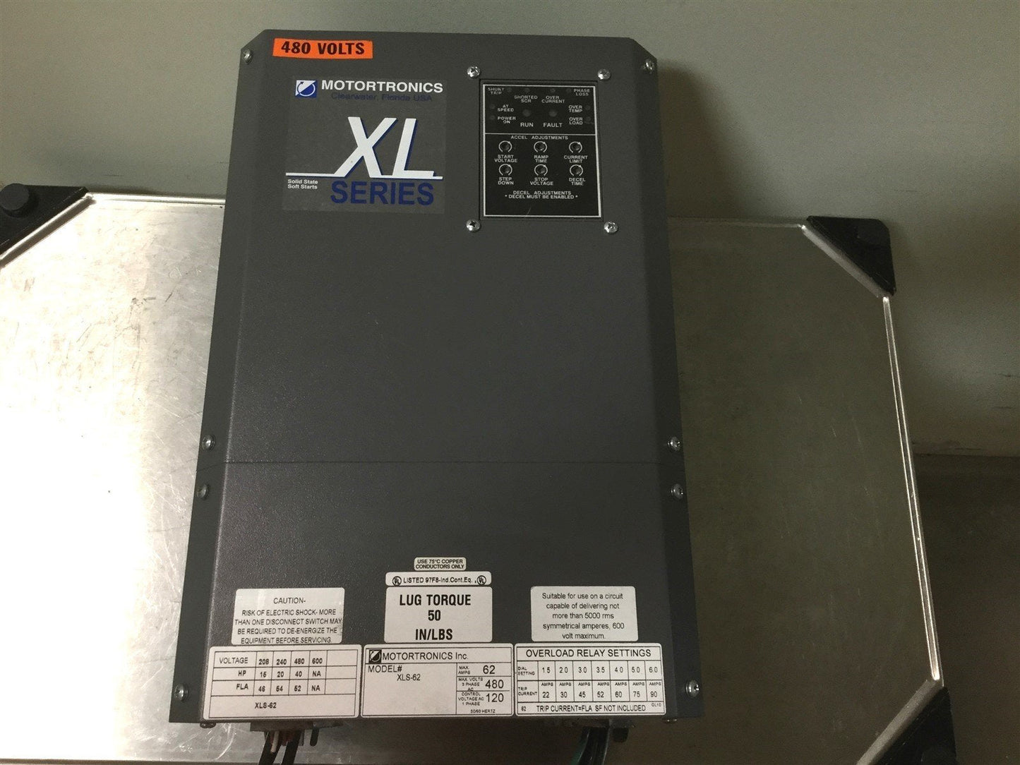 Used Motortronics XLS-62 Solid State Soft Start Voltage: 480VAC 62A, Control: 120VAC