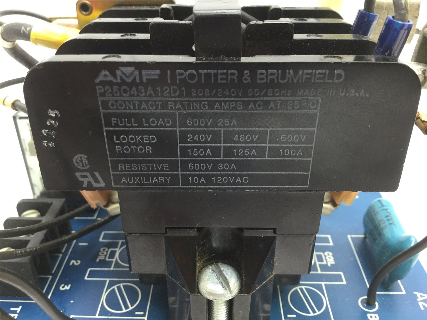 Used Emerson 2450-4109 Contactor Board Rev A, Armature Controller Full Load: 600V 25A