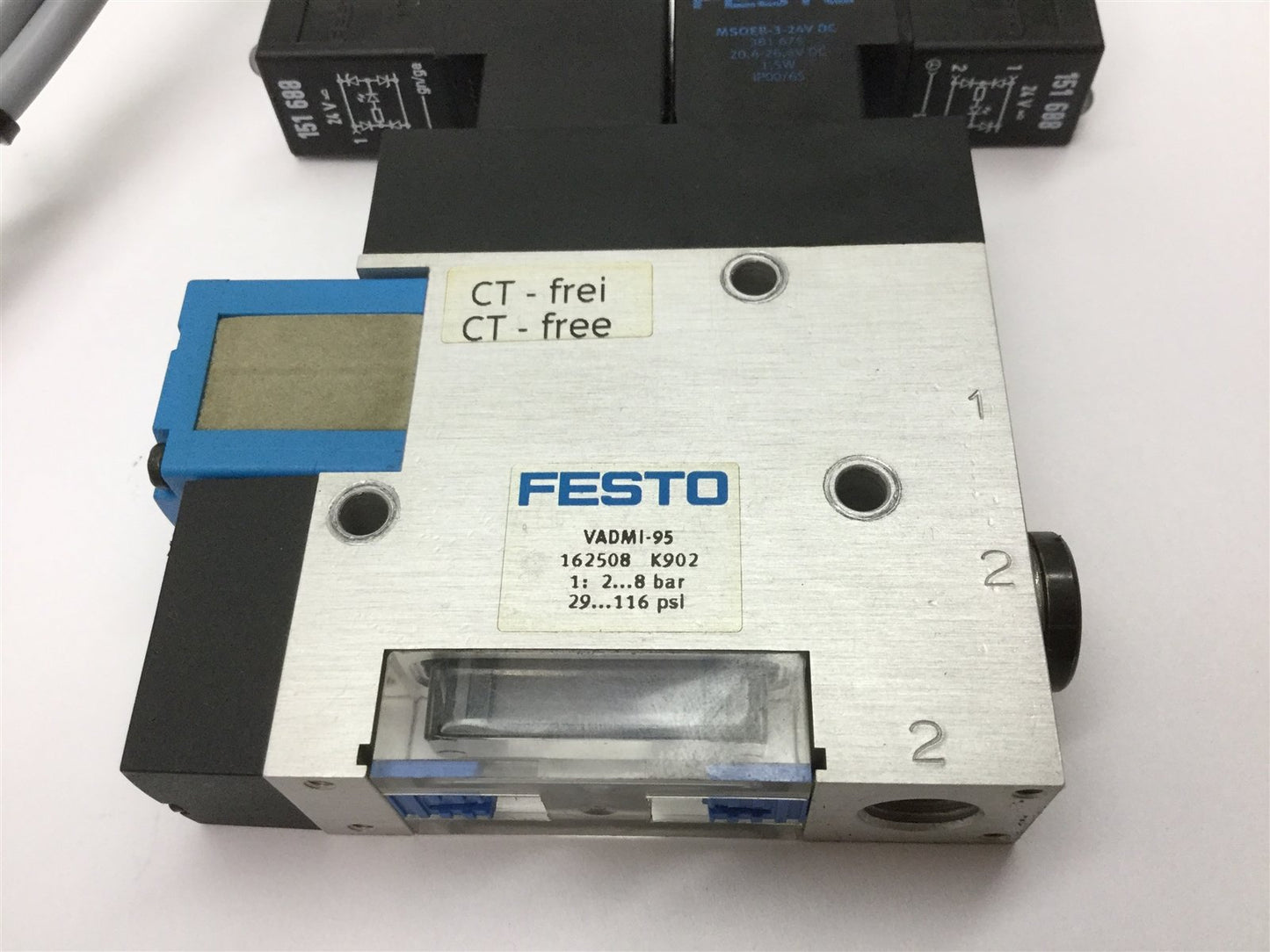 Used Festo VADMI-95 Vacuum Generator, Operating Pressure: 2-8bar, Max Vacuum: 85%