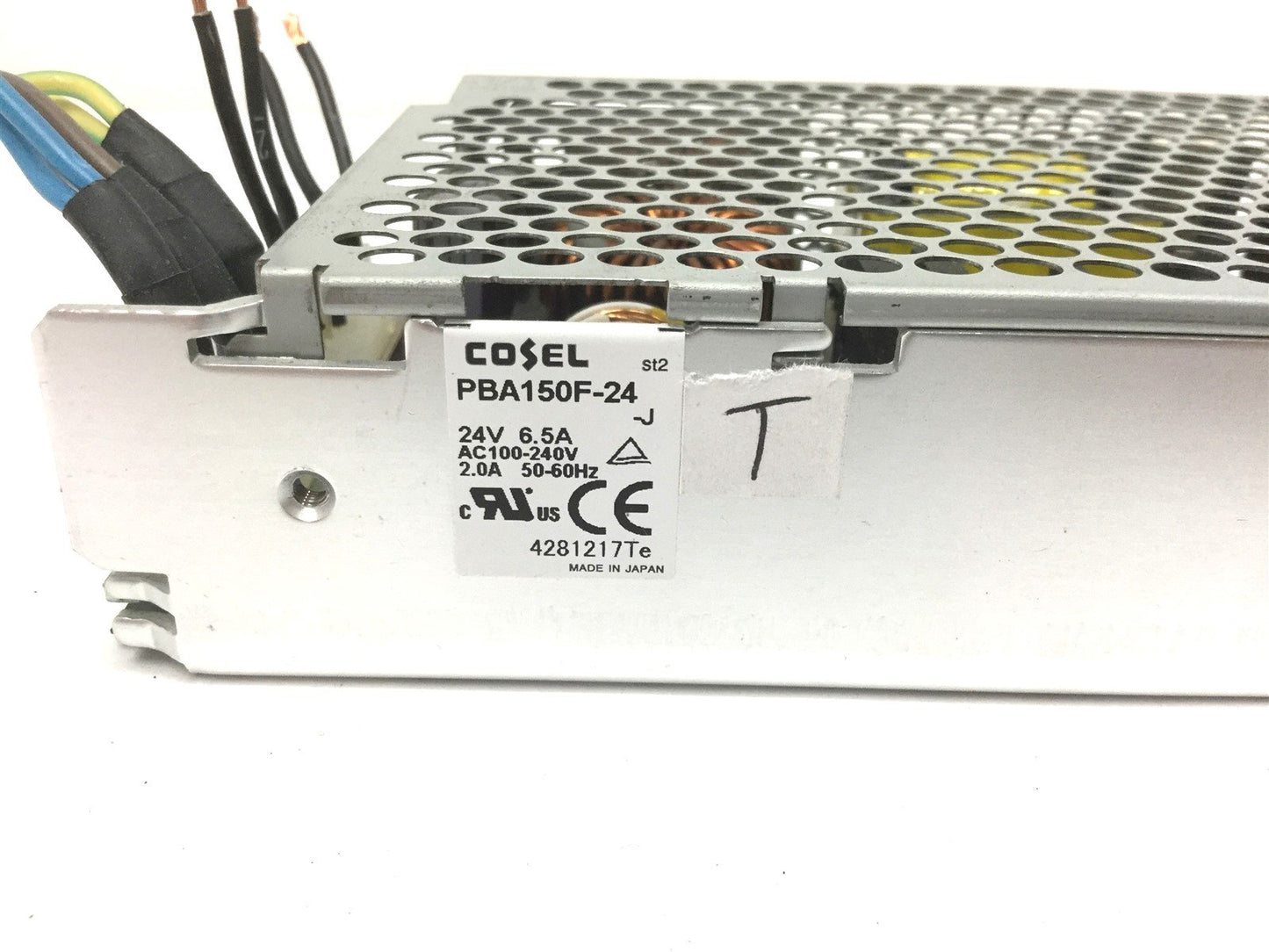 Used Cosel PBA150F-24 Power Supply, Input: 100-240VAC 2A, Output: 24V 6.5A 156W