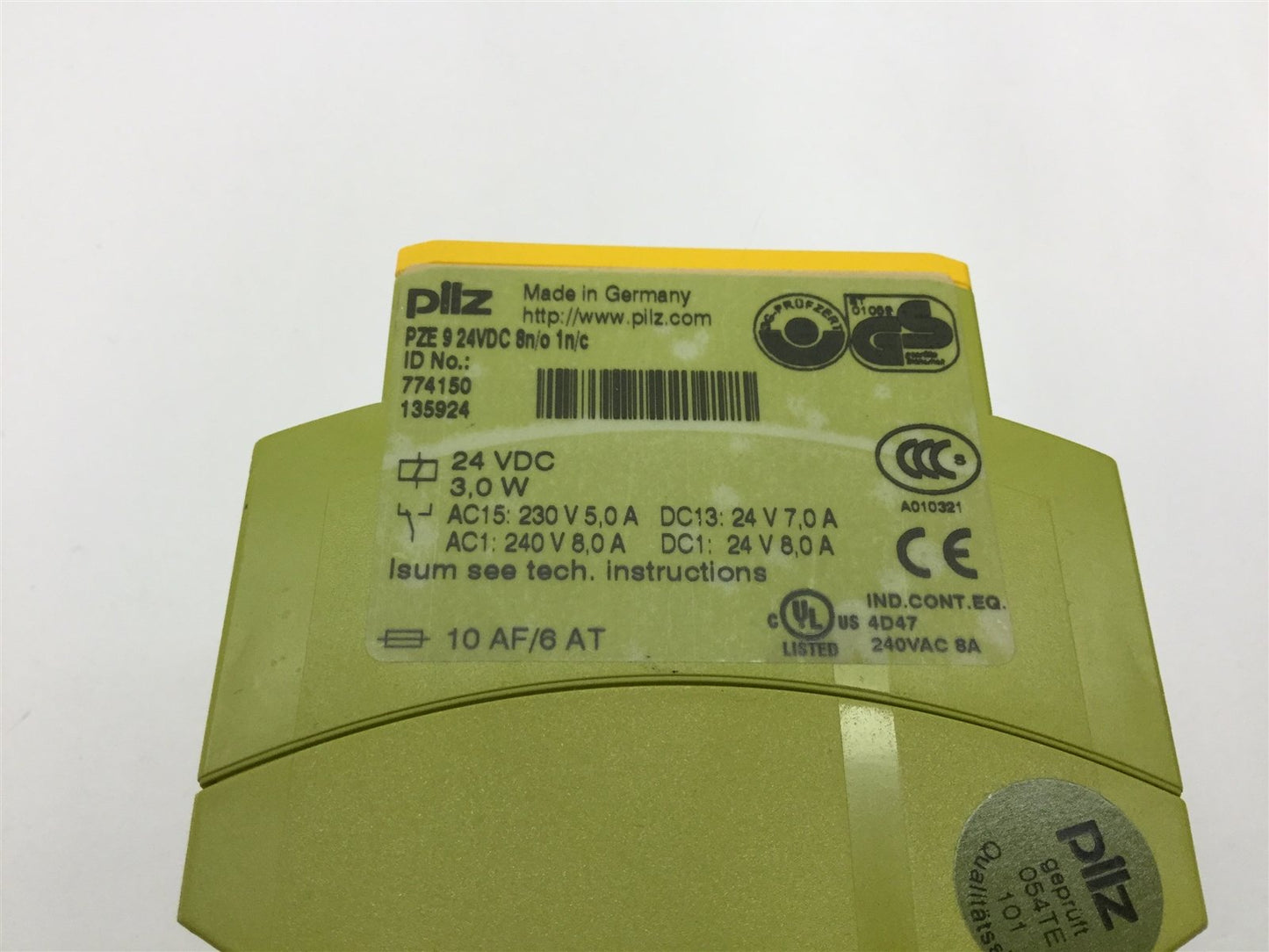 Used Pilz PZE 9 24VDC Safety Relay Expander Module, 8x N/O and 1x N/C Contacts