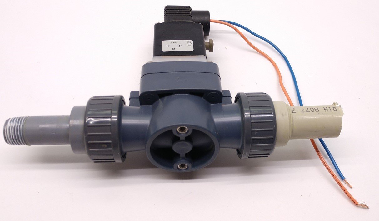 Used Burkert 0142 00454146 Solenoid Valve, 120V, 60Hz, 5W, Pmax 87 PSI w/Flying Leads