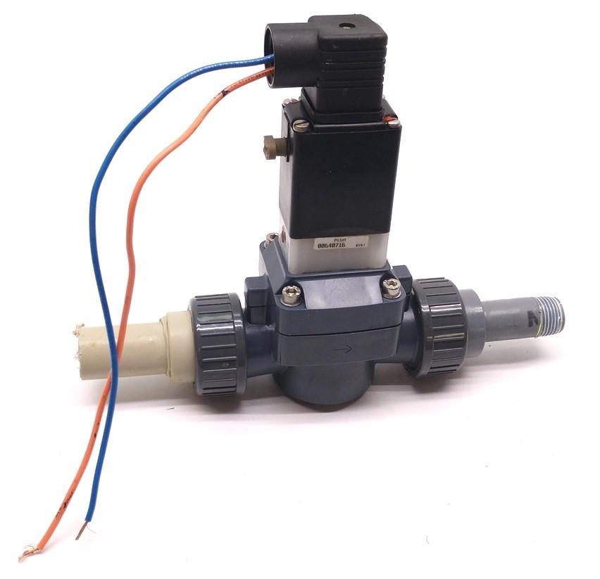 Used Burkert 0142 00454146 Solenoid Valve, 120V, 60Hz, 5W, Pmax 87 PSI w/Flying Leads