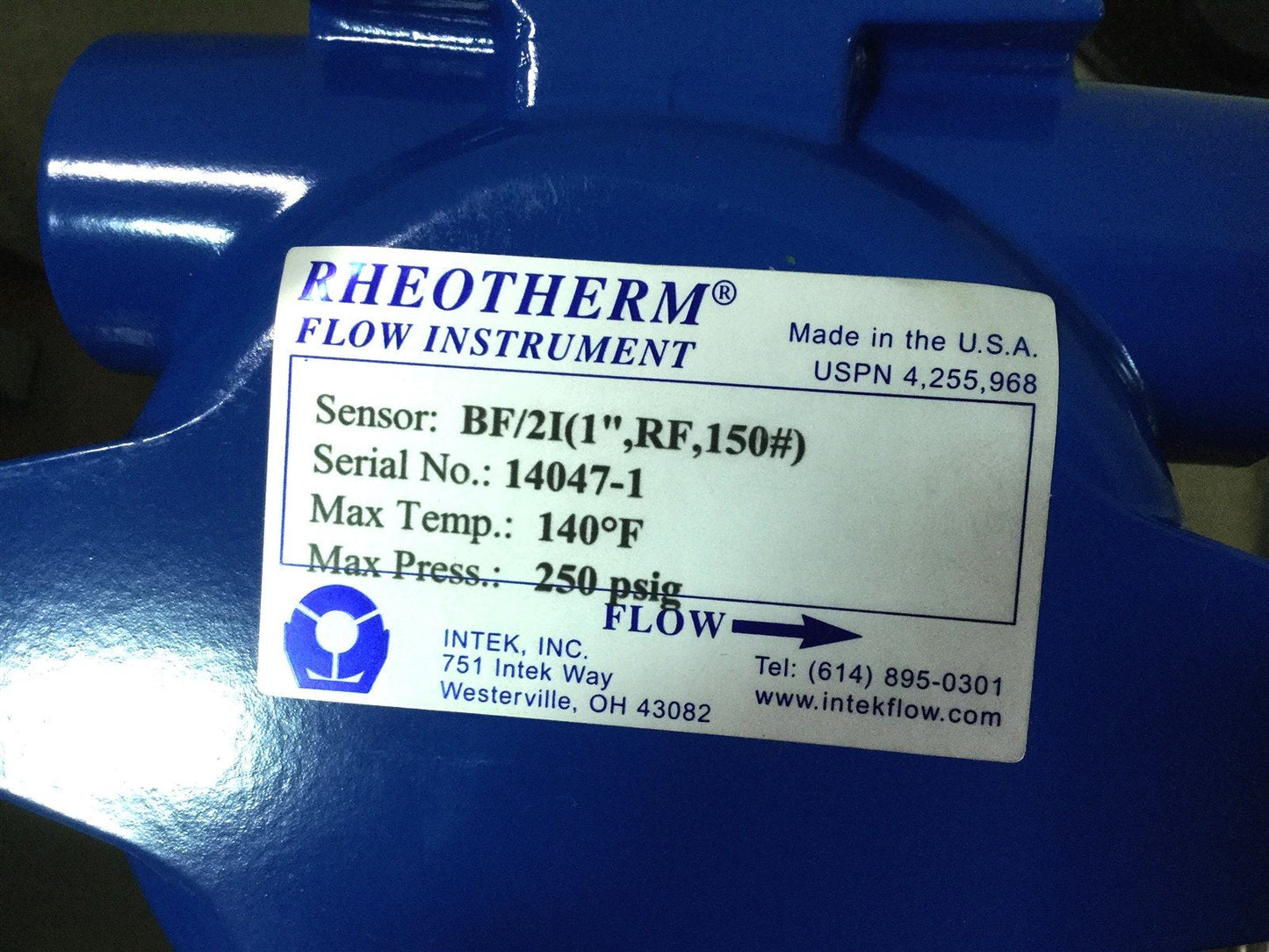 Used Rheotherm 100FS-X-BF/21-(1",RF.150#)-S1-120V-ISB Flow Switch, Remote Electronics