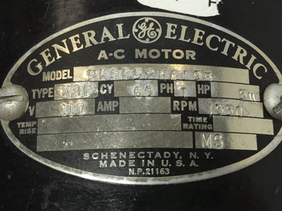 Used GE 5KSP52HA195 Shaded Pole Low Torque 5W Fan/Blower Motor 110VAC 1550RPM