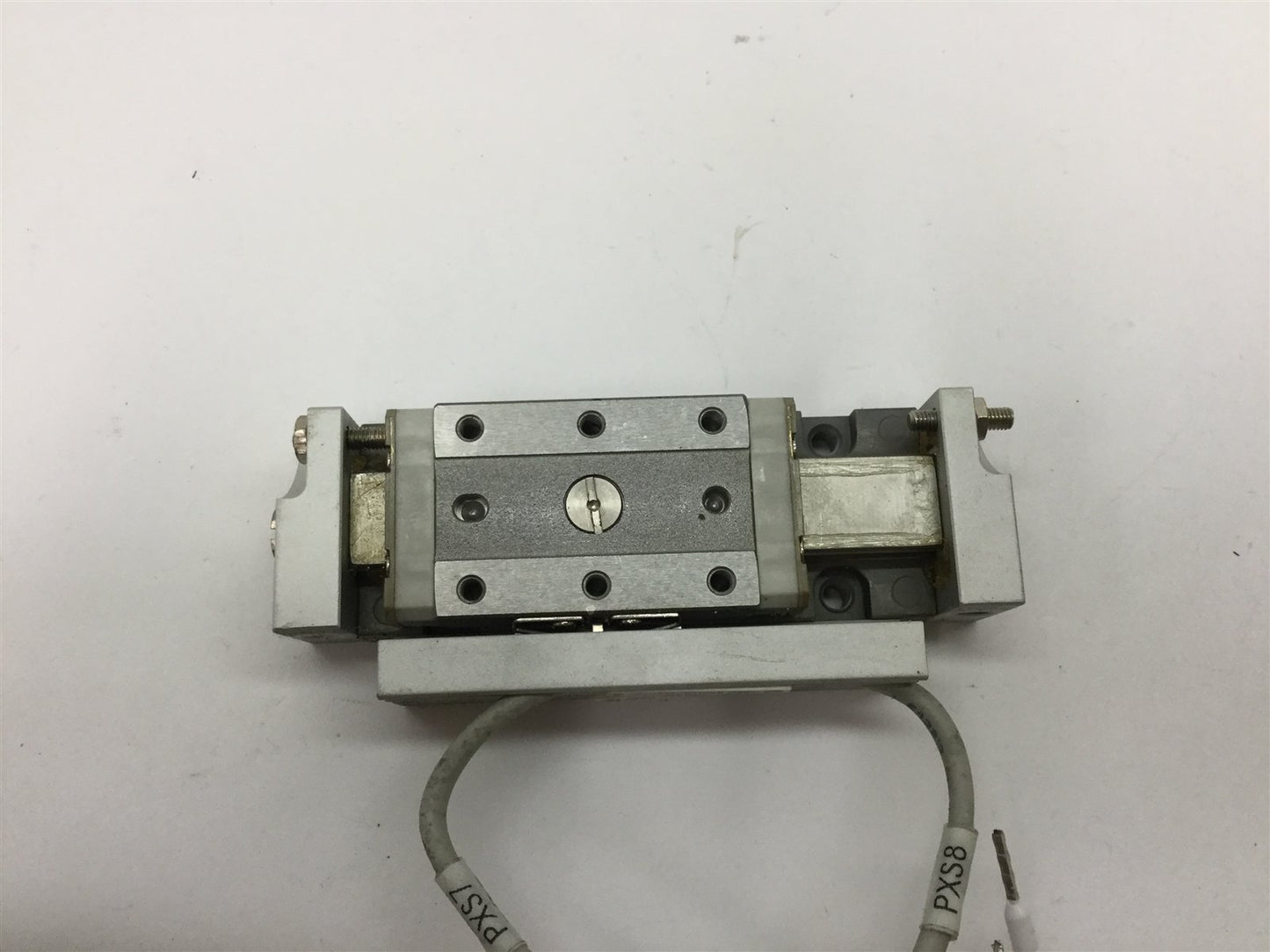 Used SMC MXP10-20 Pneumatic Slide Table, Stroke: 20mm, Bore: 10mm, 2x D-M9P Sensors