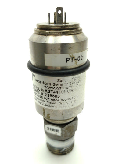 Used American Sensors AST4410PV0004P4E0000 Pressure Sensor, 0-4PSI, «"NPT, 10-28VDC