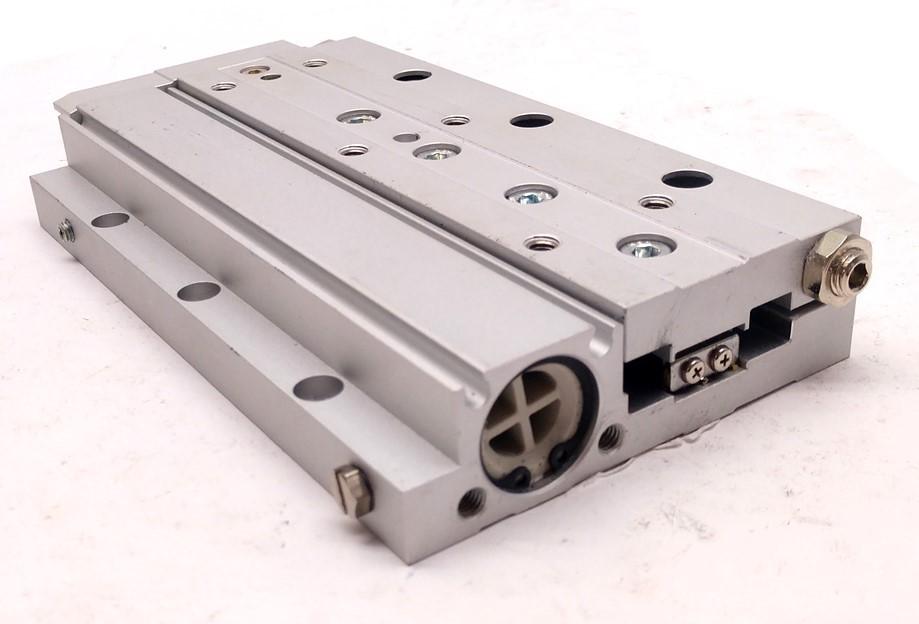 Used SMC MXF20-75-M9PL Guided Cylinder Slide Table Actuator, w/2 D-M9P Switch Sensors