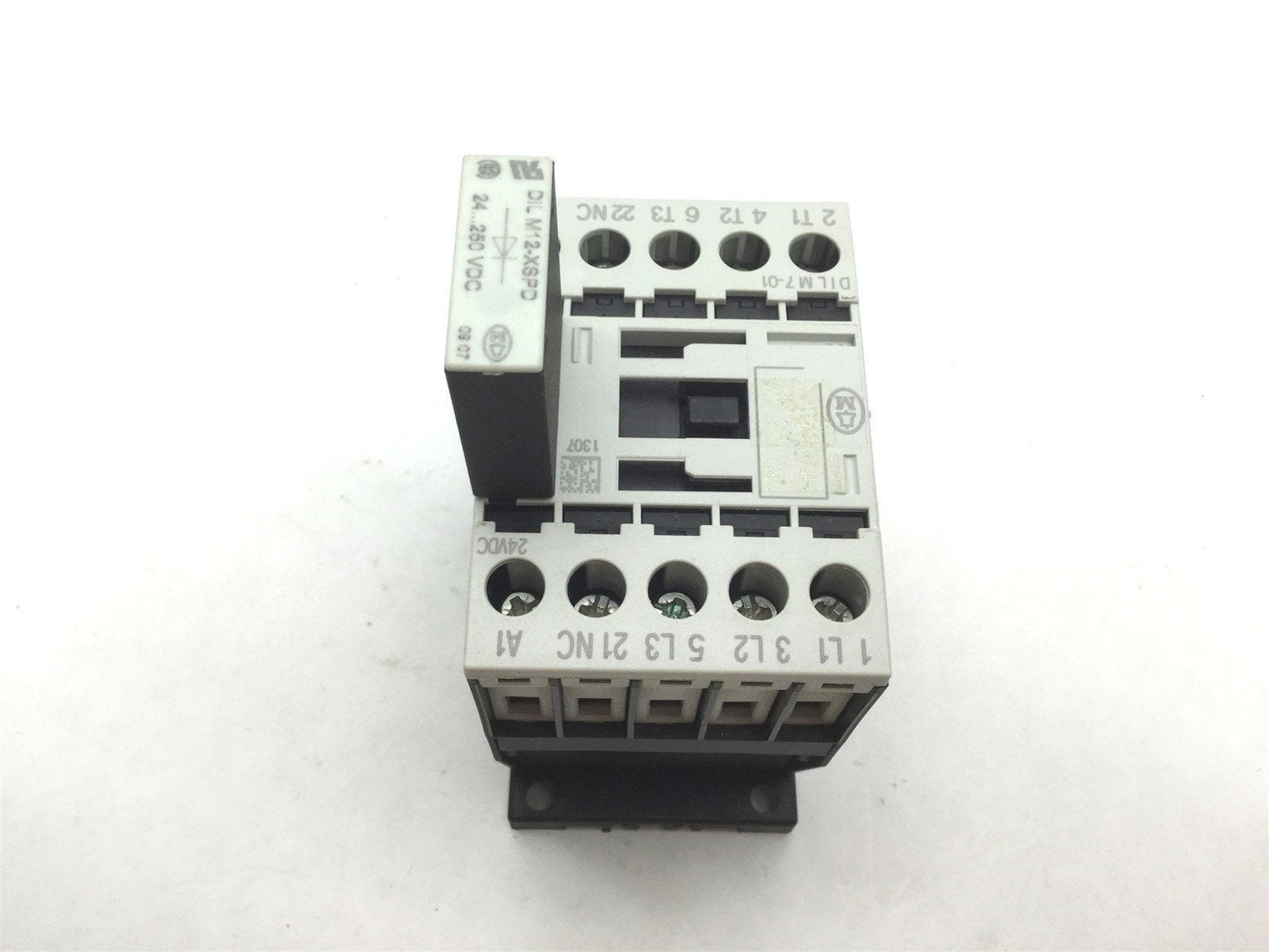 Used Eaton Moeller DILM7-01 Contactor 3-Pole 24VDC With DILM12-XSPD Diode Suppressor