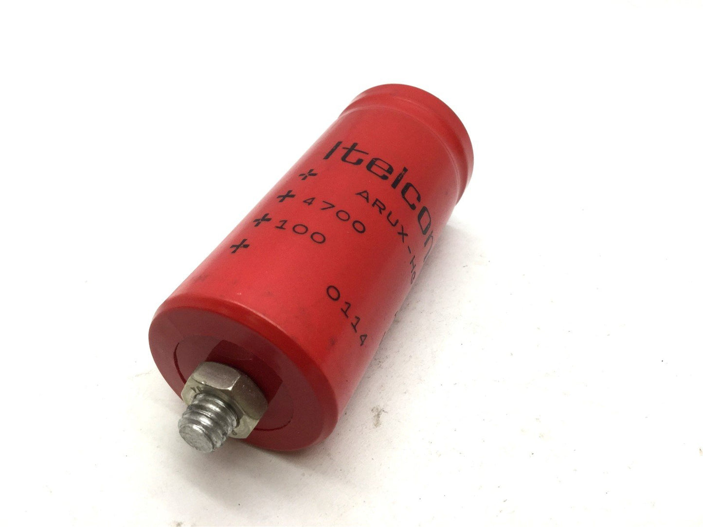 Used Itelcond ARUX-HG Electrolitic Capacitor, 4700 uF, 100 VDC, Mounting Stud