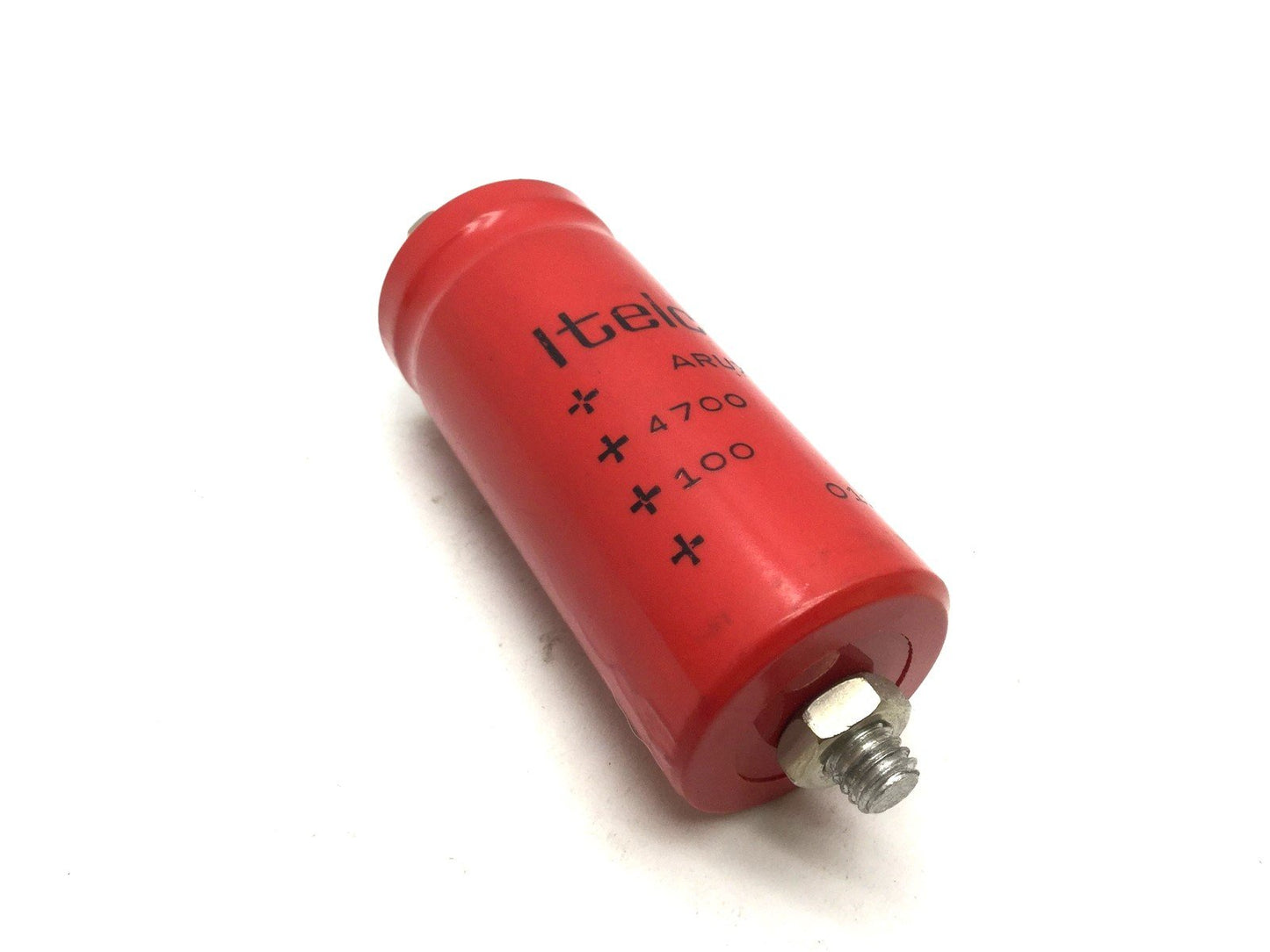 Used Itelcond ARUX-HG Electrolitic Capacitor, 4700 uF, 100 VDC, Mounting Stud