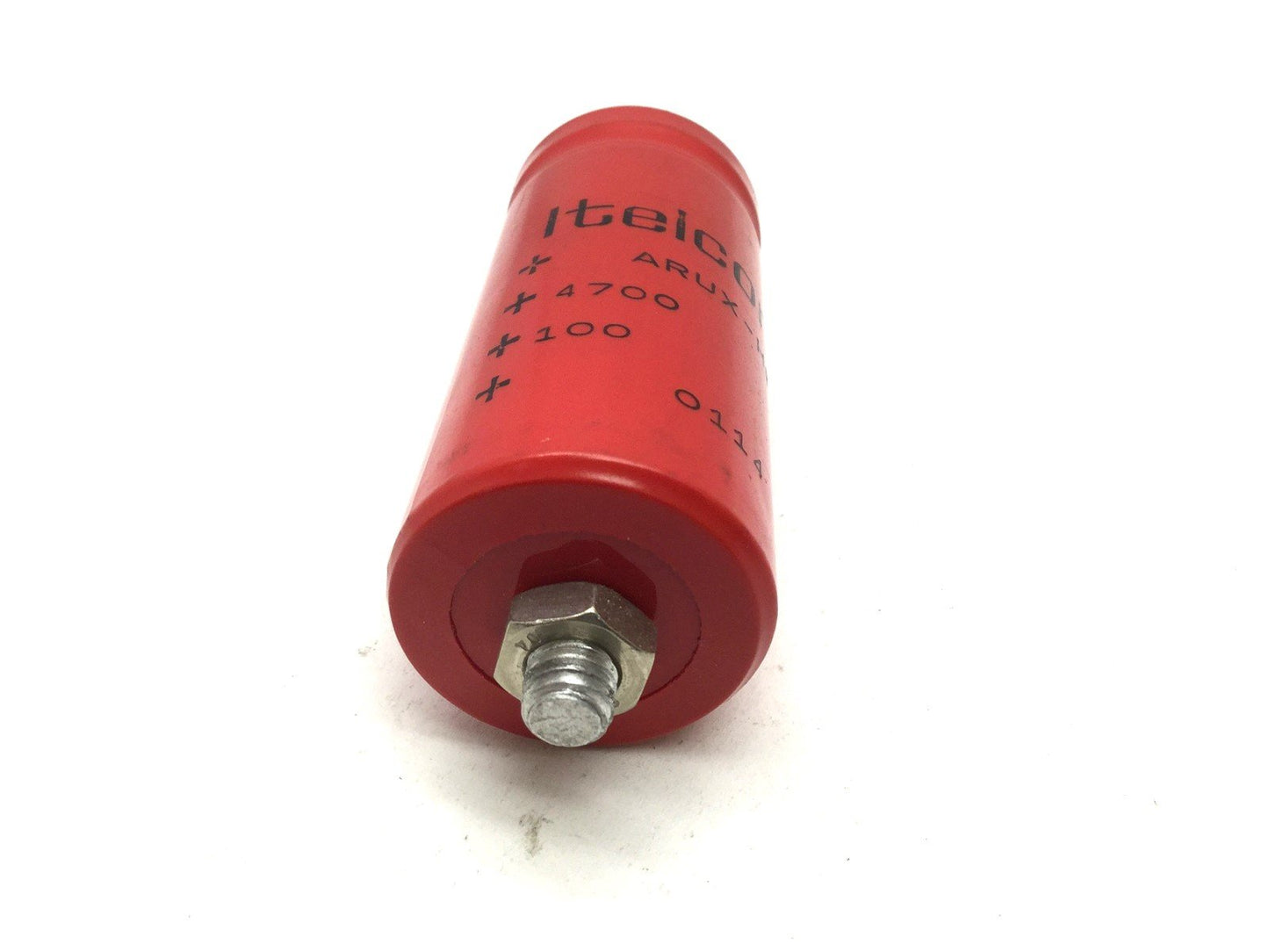 Used Itelcond ARUX-HG Electrolitic Capacitor, 4700 uF, 100 VDC, Mounting Stud