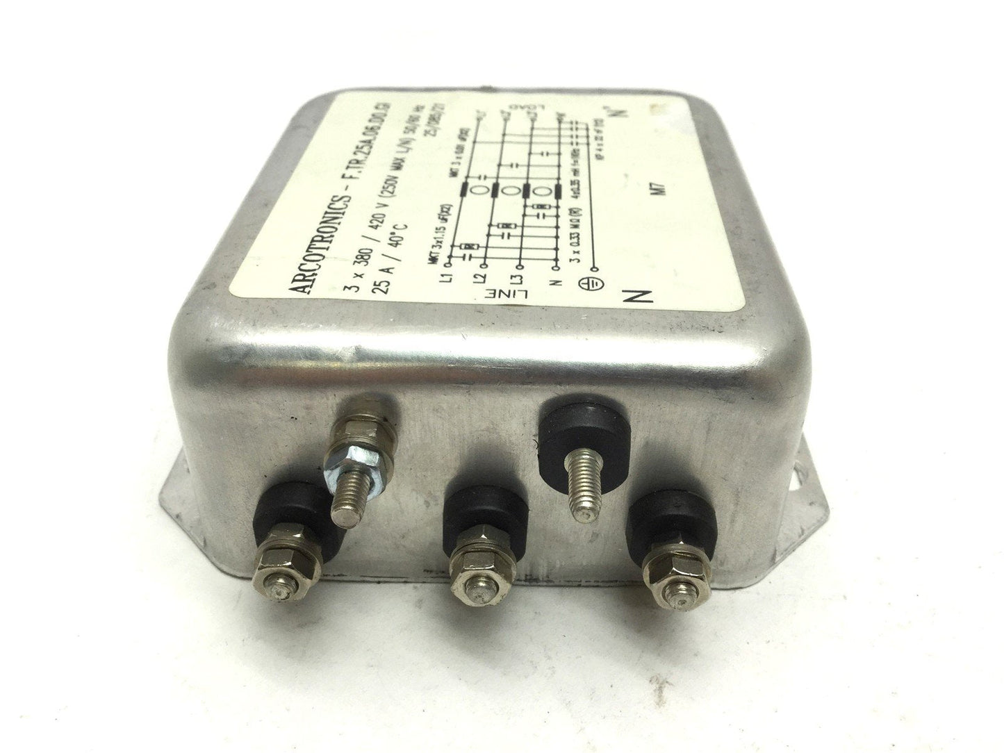 Used Arcotronics F.TR.25A.06.D0.GI Power Line Filer 3x 380/420V 250V Max 50/60 Hz 25A