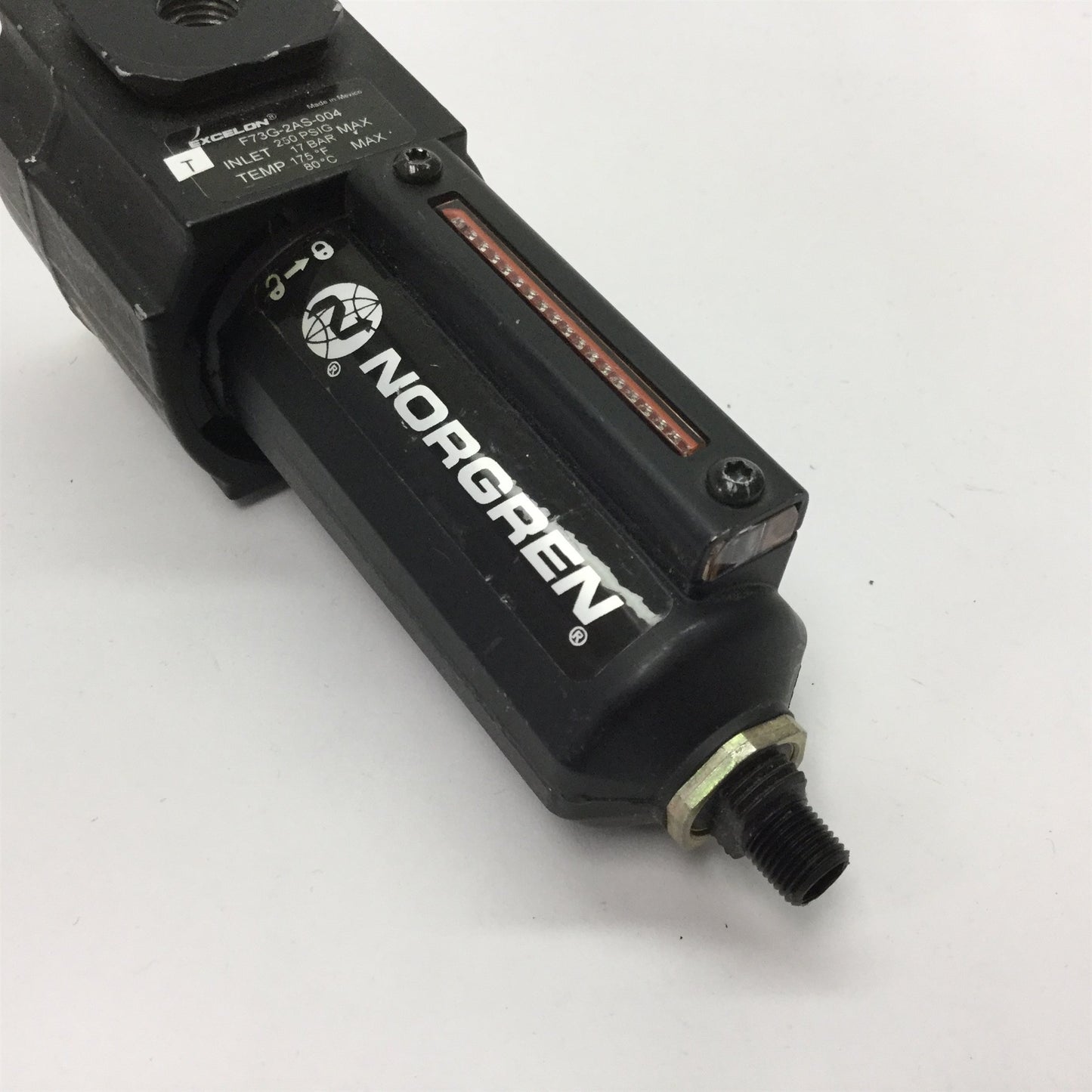 Used Norgren Excelon F73G-2AS-004 Pneumatic Filter, Inlet Pressure: 250psi Max