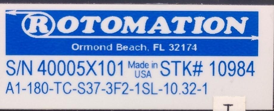 Used Rotomation A1-180-TC-S37-3F2-1SL-10.32-1 Bore Tie Rod Rotary Actuator Shaft .375