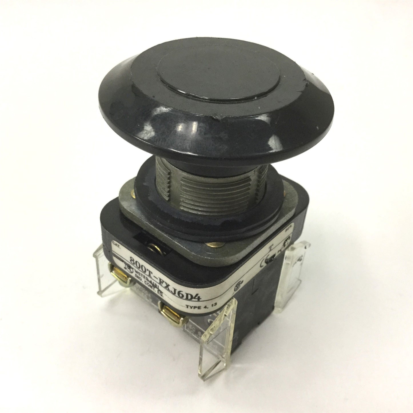 Used Allen Bradley 800T-FXJ6D4 Mushroom Push Pull Button, With 2x 800T-XD4 Blocks