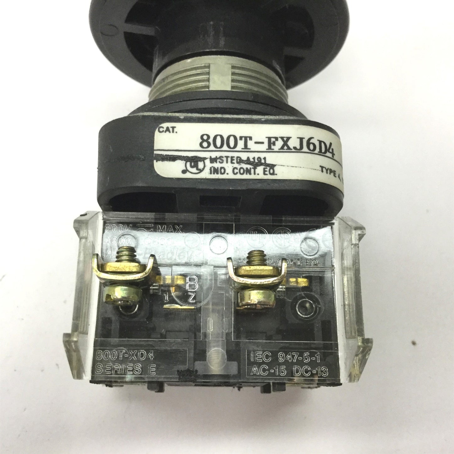 Used Allen Bradley 800T-FXJ6D4 Mushroom Push Pull Button, With 2x 800T-XD4 Blocks