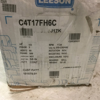 New Other Leeson C4T17FH6C Electric AC Motor 1/3HP 1725RPM S56 TEFC 208-230/460VAC 3? 60HZ