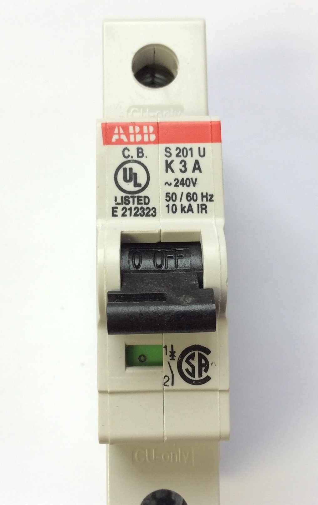 New – Open box Lot of 3 ABB S201U-K3A Miniature Circuit Breaker 240VAC 3A 50/60Hz K-Curve 1Pole