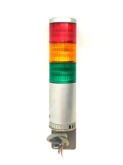 Used Patlite LES-UFBW Signal Tower, Red Amber Green, 24VAC/DC *Volume Lever Broken*