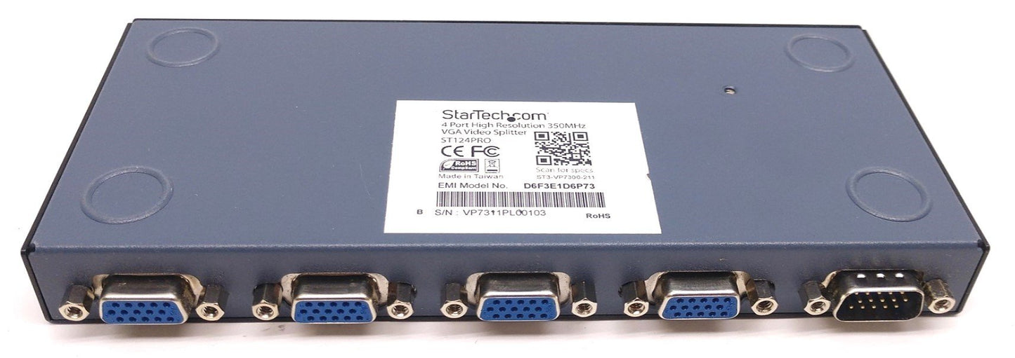 Used StarTech ST124PRO 4 Port High Resolution 350MHz VGA Video Splitter