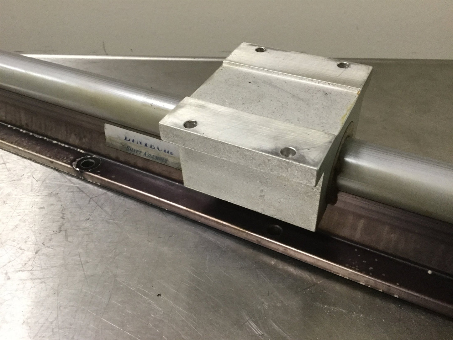 Used Lintech Shaft Assembly Linear Guide With 1 Pillow Block, L: 29.75", D:1"
