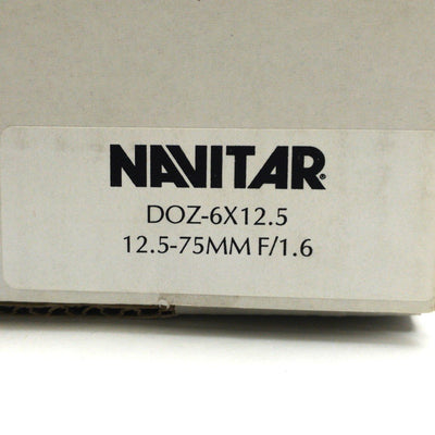 New Navitar DOZ-6X12.5 Machine Vision Lens ?" Sensor 12.5-75mm FL F1.6-Close C-Mount