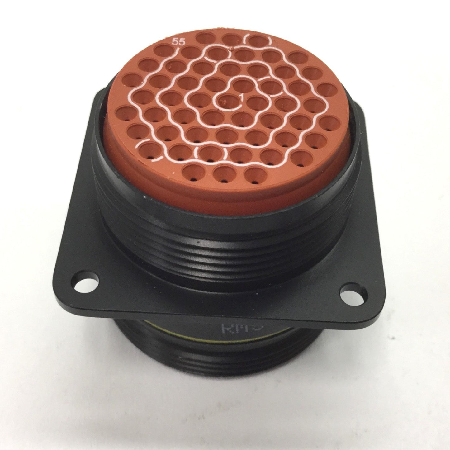 Used Omega MTC-55-FF Inline Female Connector, 55 Cavities, Flanged