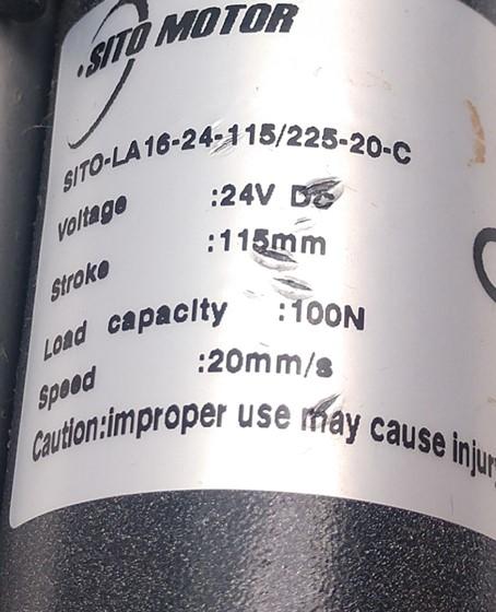 Used SITO MOTOR SITO-LA16-24-115/225-20-C Linear Actuator, 20mm/s Speed, 115mm Stroke