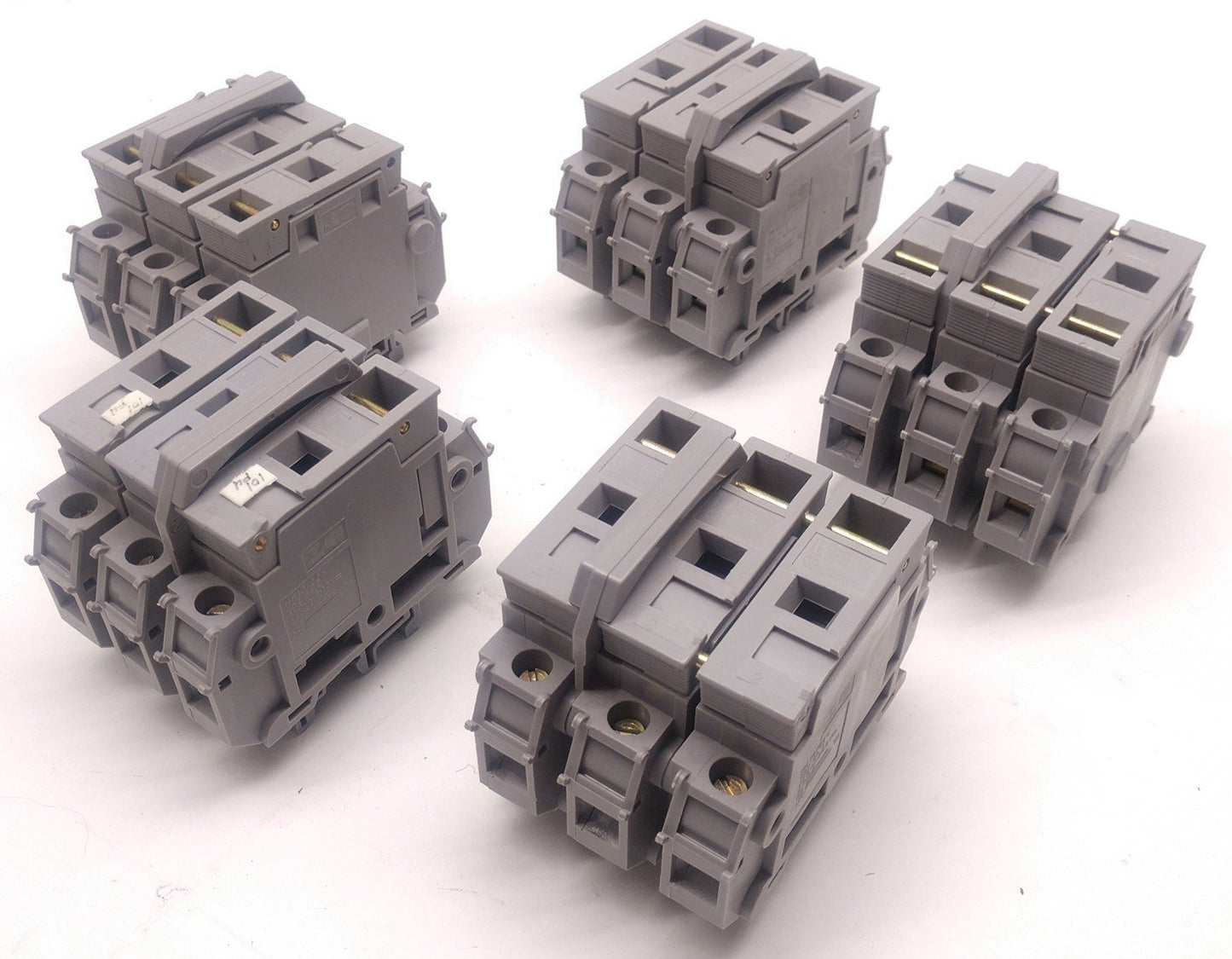 Used Lot of 5 Entrelec MB10/22S Fuse Holder Terminal Block 750-600V Size: 6mm, 3 Pole