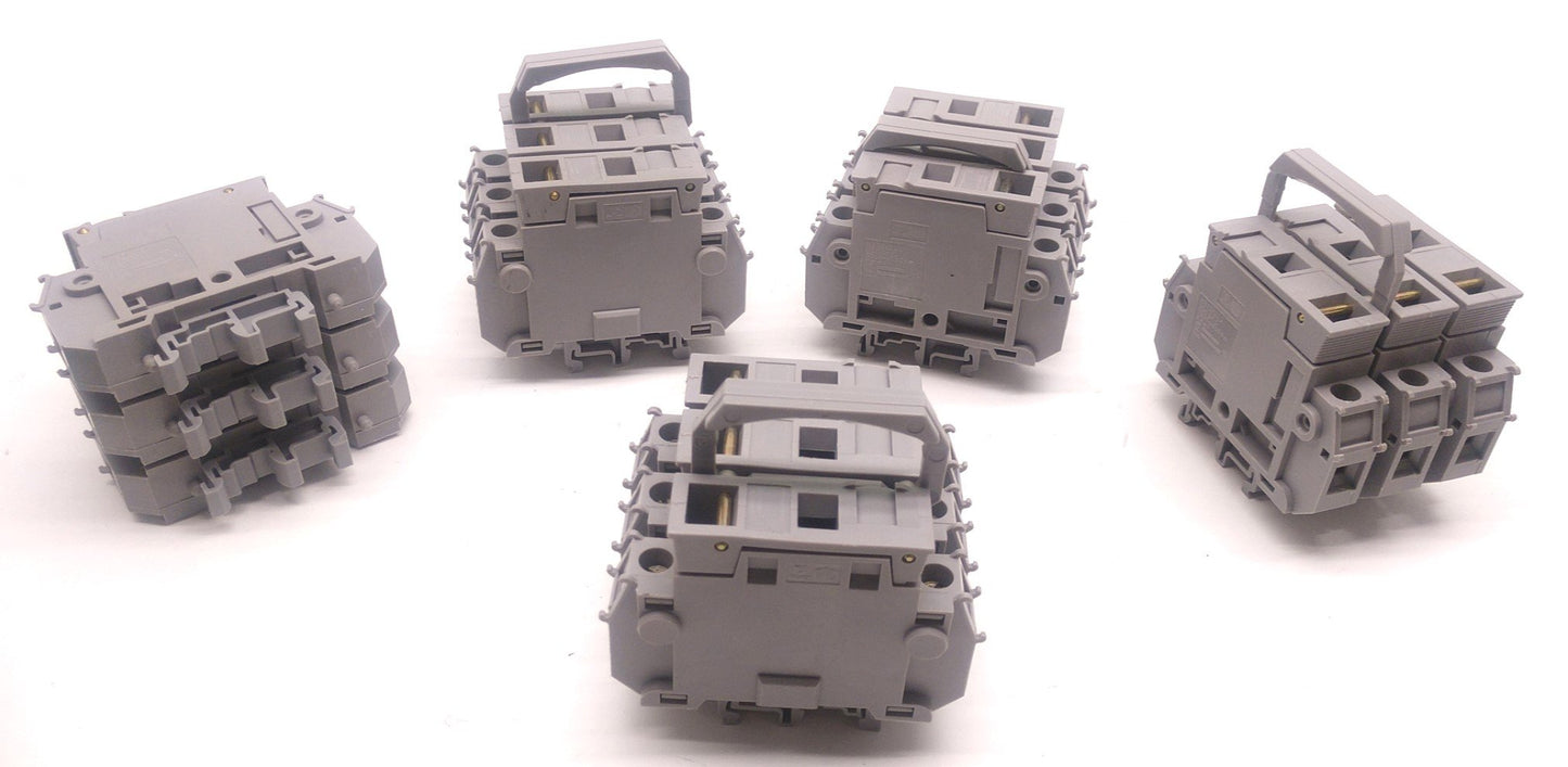 Used Lot of 5 Entrelec MB10/22S Fuse Holder Terminal Block 750-600V Size: 6mm, 3 Pole