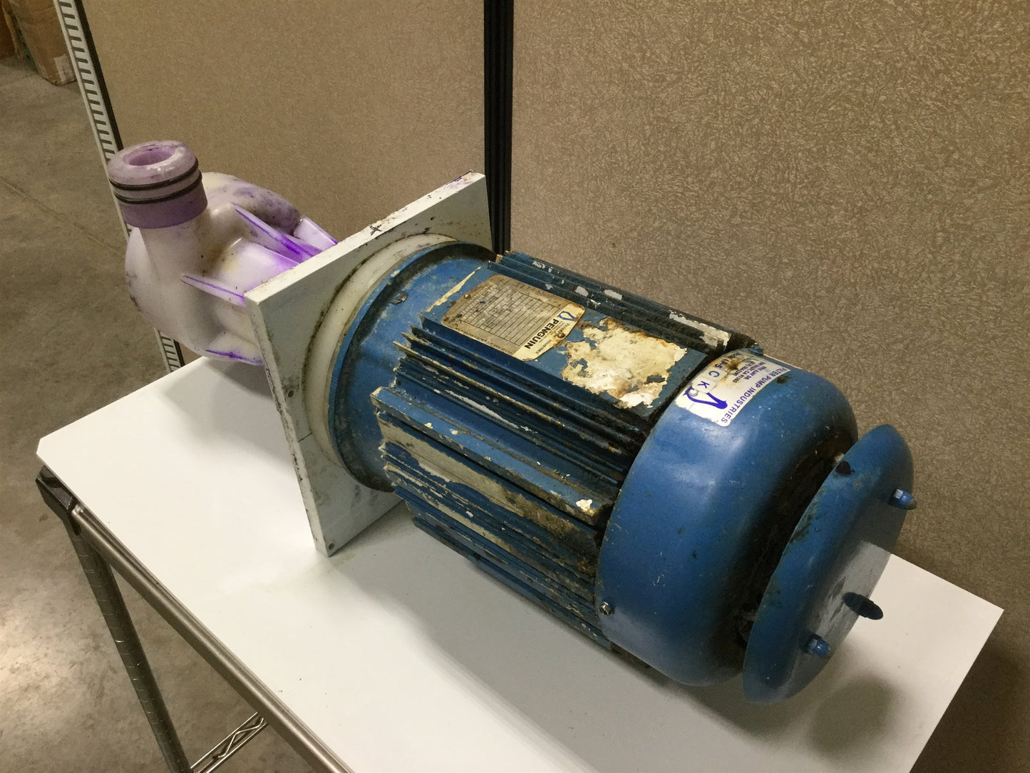 Used Penguin P-5CK Vertical Pump & Motor, 208-230/460VAC, 5HP, 122' Head, 172GPM
