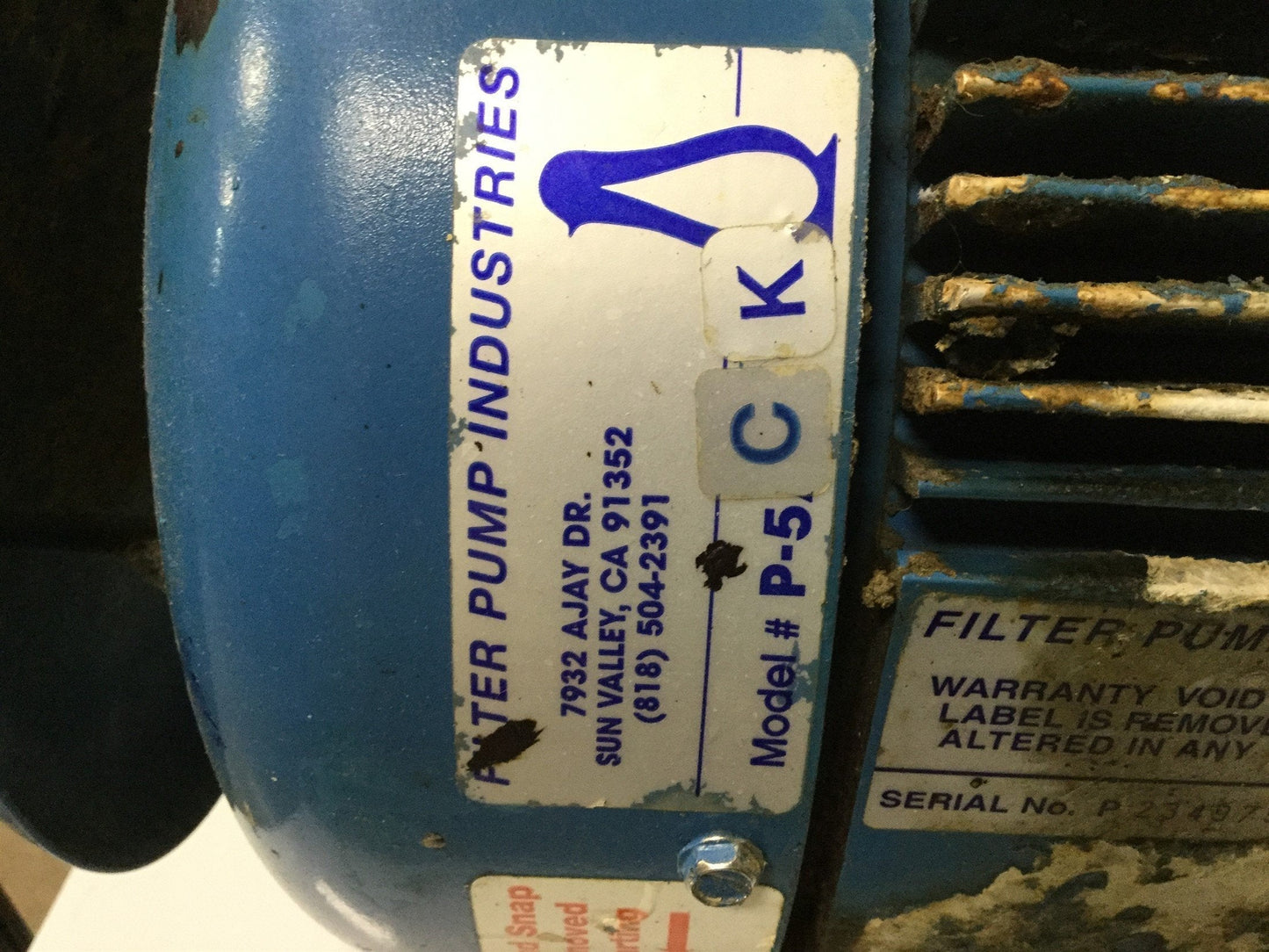Used Penguin P-5CK Vertical Pump & Motor, 172GPM, 208-230/460VAC, 5HP, 122' Head