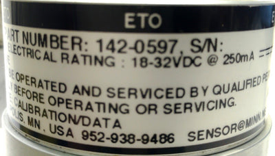 Used SEC 142-0597 Ethylene Oxide Gas Detector 0-2000mg/l Max 1-55PSI 3/4"NPT *Repair*