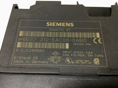 Used Siemens 6ES7 312-5AC00-0AB0 CPU312 Simatic PLC Central Processing Unit 10/6 I/O