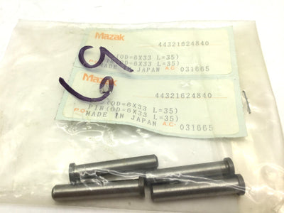 New Lot of 4 Mazak 44321624840 Pins Length: 35mm Diameter: 6mm CNC Machinery