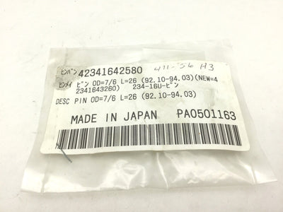 New Mazak 42341642580 PIN Width: 7mm, Length: 26mm, 92.10-94.03 CNC Machinery
