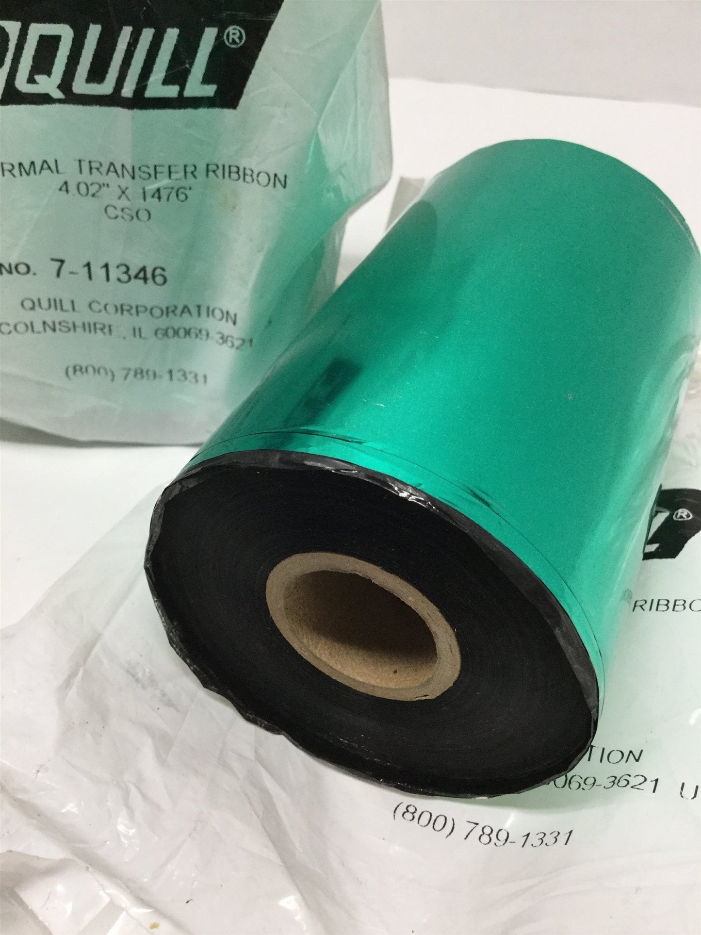 New Other Lot of 2 Quill 7-11346 Black Wax Thermal Transfer Ribbon 4.02" x 1476', 1" CSO