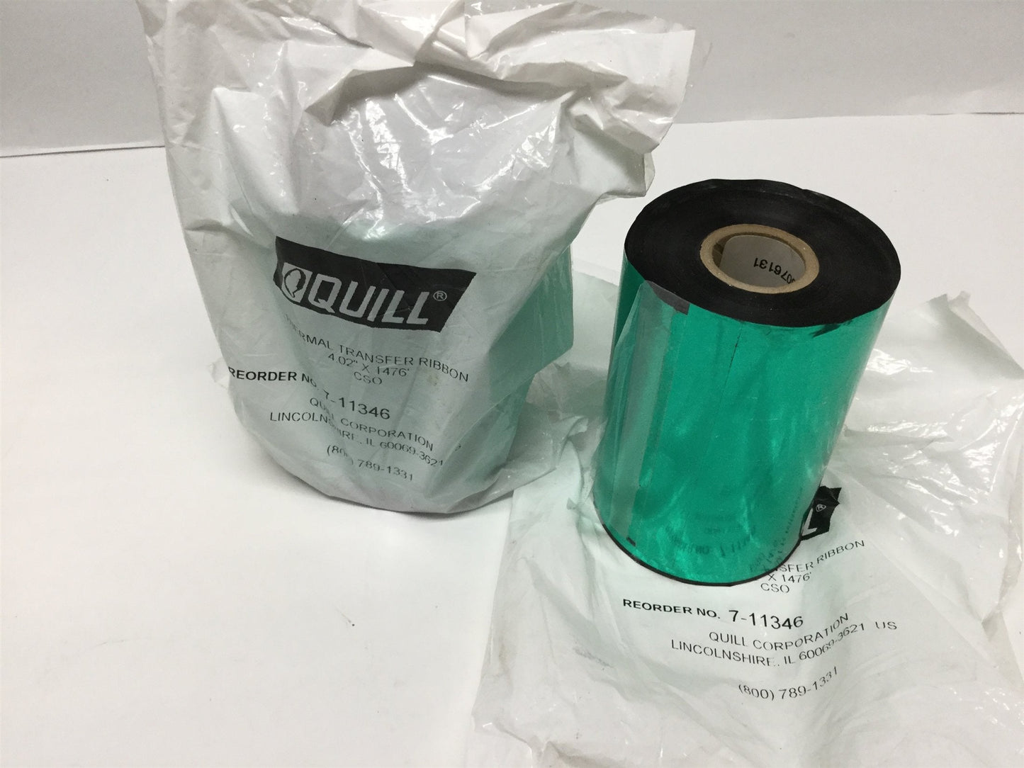 New Other Lot of 2 Quill 7-11346 Black Wax Thermal Transfer Ribbon 4.02" x 1476', 1" CSO