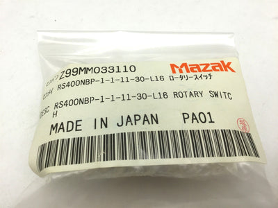 Used Mazak Z99MM033110 RS400NBP Rotary Switch, 1 Pole, 11 Positions, 30 Degrees