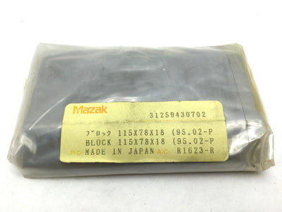 New Mazak 31259430702 Block 115X78X18 92.02-P, Dimensions: 115mm x 78mm x 16mm