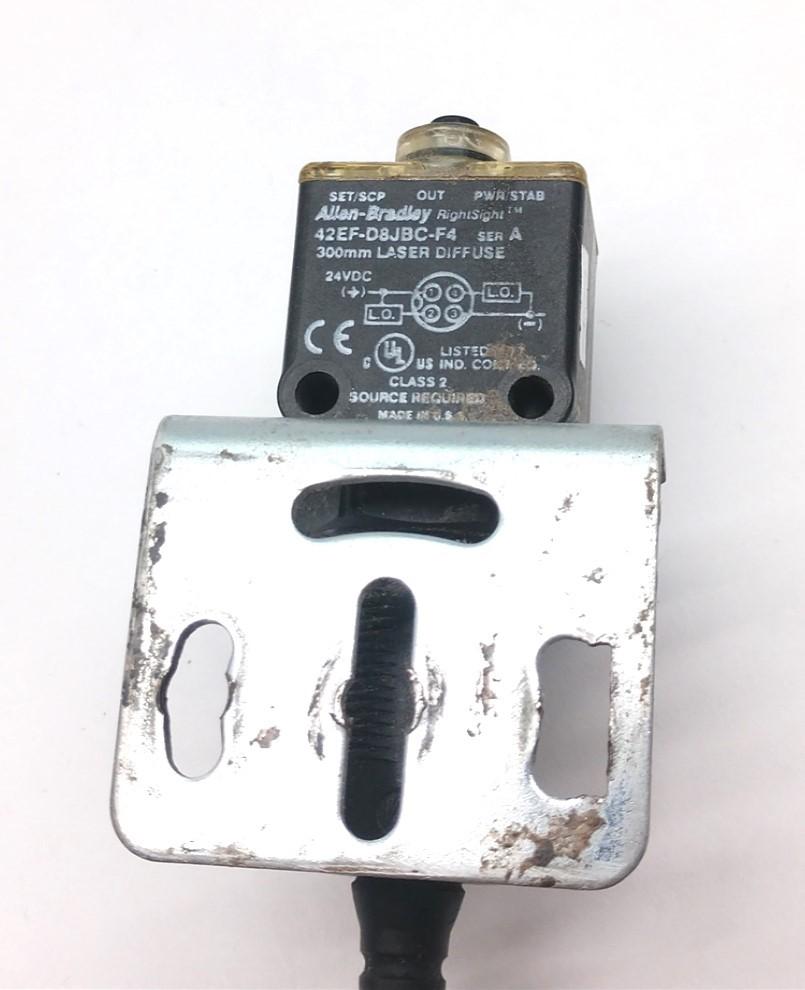 Used Allen Bradley 42EF-DB8JBC-F4 Series A RightSight General Purpose Sensor, 24VDC