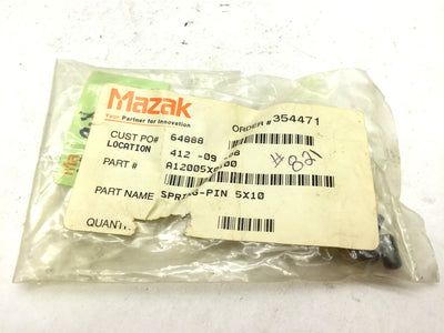 New Mazak A12005X0100 Spring-Pin 5x10, CNC Machinery D: 5mm, L: 10mm