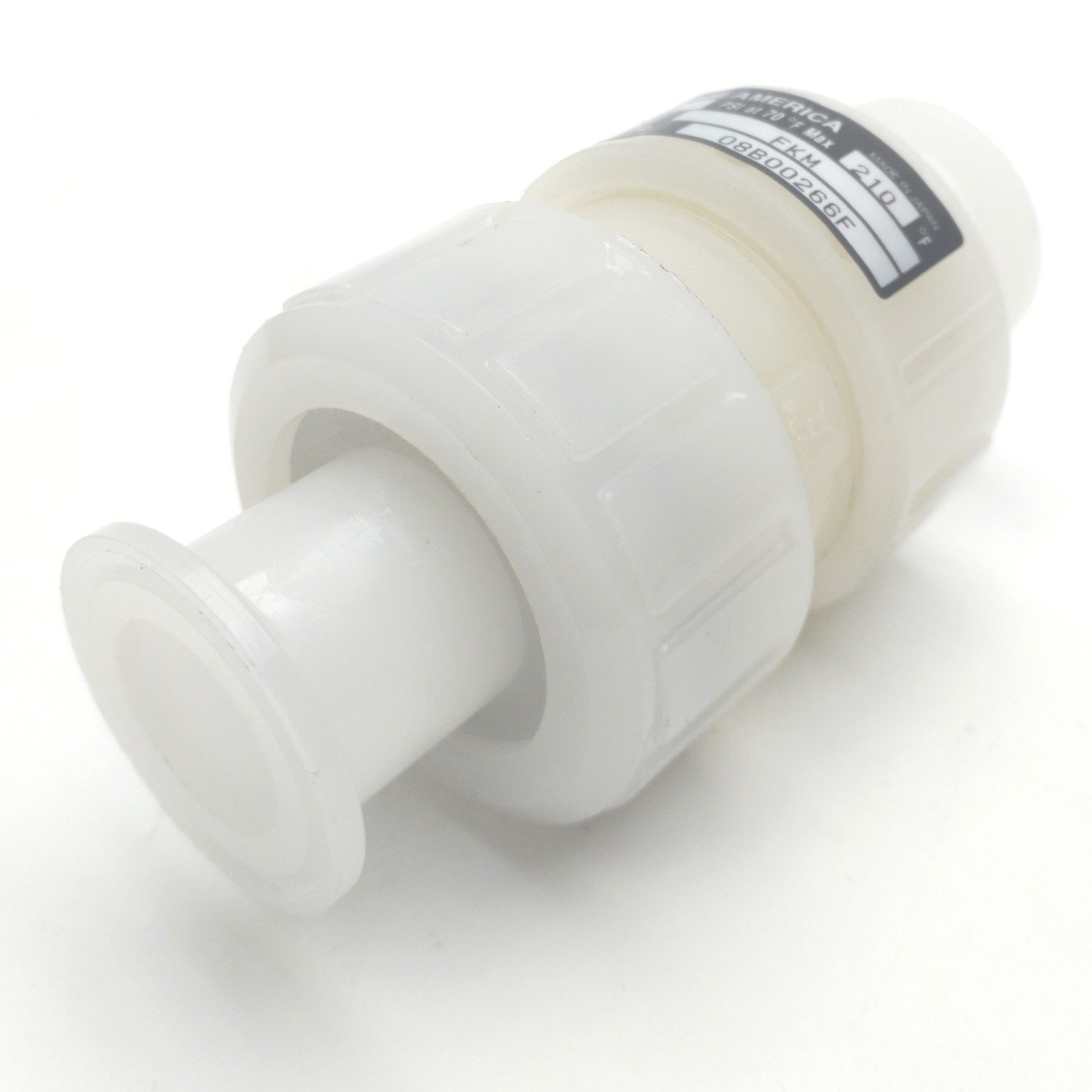 Used Asahi 08B00266F Ball Check Valve, 150PS,I 1" Maxi Sanitary Clamp, PVDF, FKM Seal