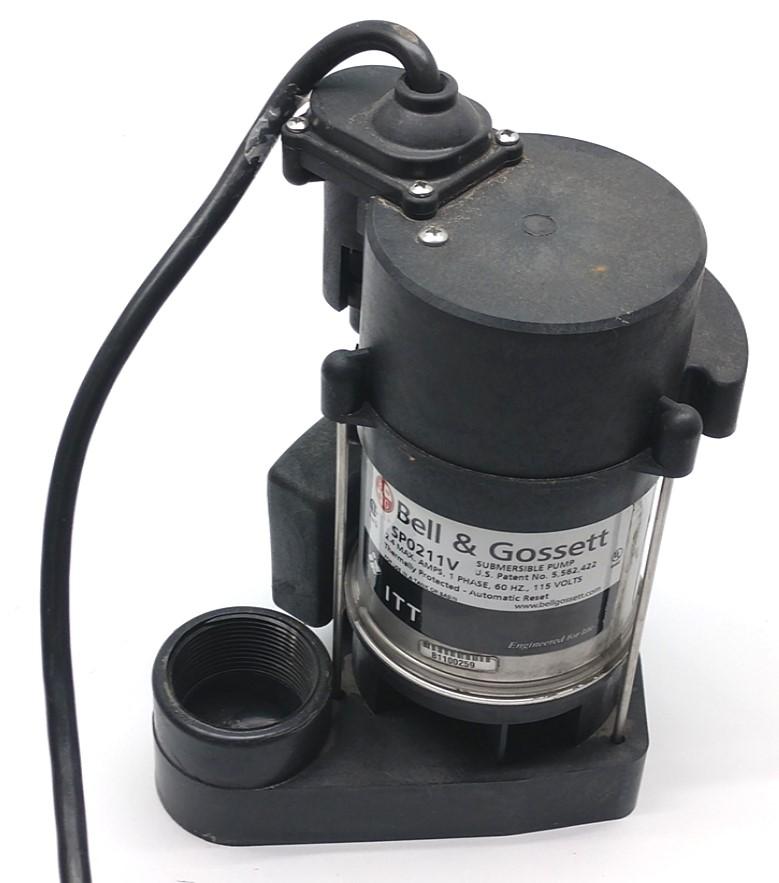 Used Bell & Gossett SP0211V Submersible Pump, 1/4HP, 2.4A Max, 1 Phase, 115V, 60Hz