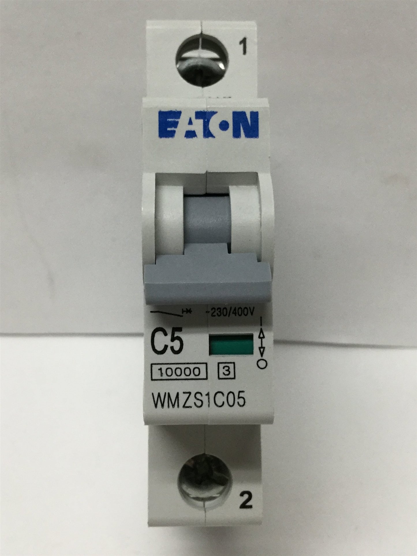 Used Eaton WMZS1C05 Thermal Magnetic Circuit Breaker, C-Curve 1-Pole, 5A, 277/480VAC