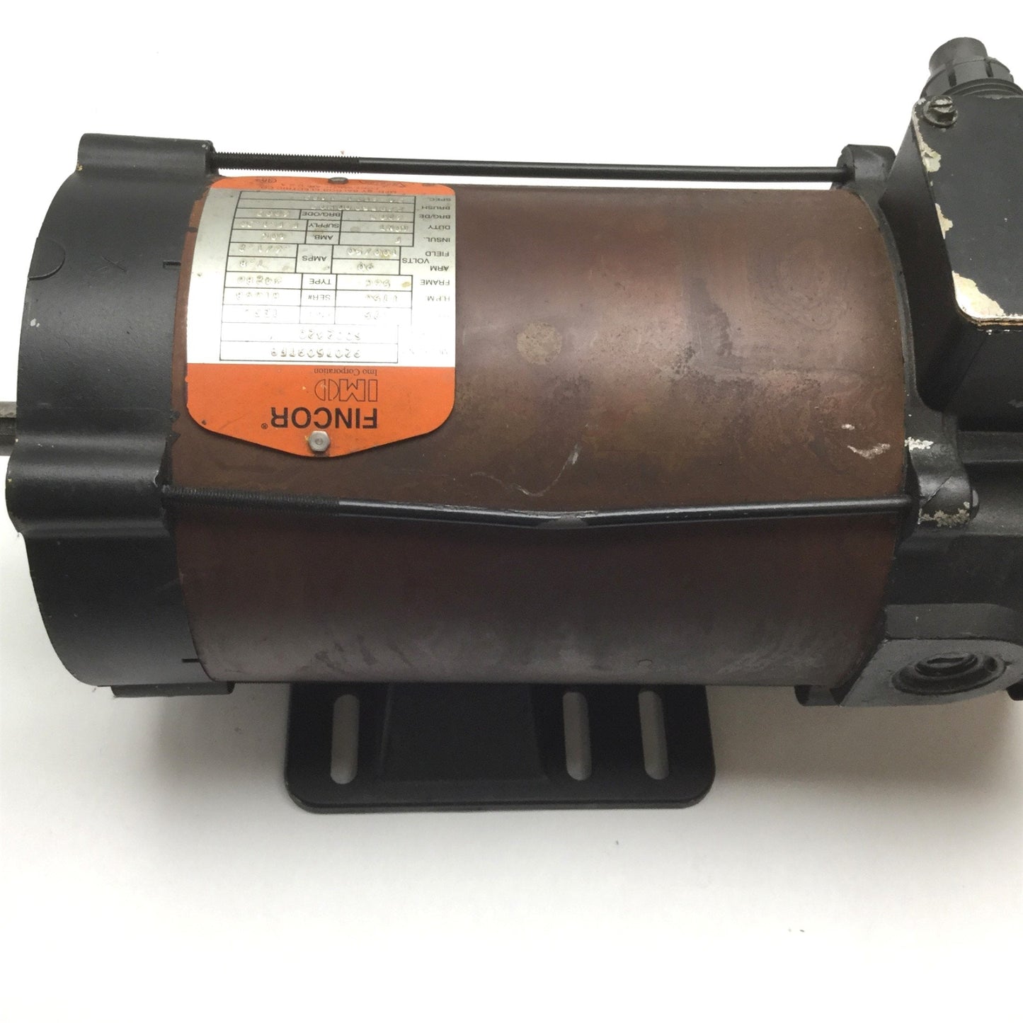 Used Fincor 9207509TFB DC Motor, Frame: 56C, 3/4HP, Shaft: 5/8", 90VDC *Rust*