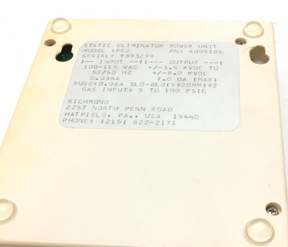 Used Richmond Simco AFC2 AirFlow Controller Static Eliminator Power Unit 100-115VAC