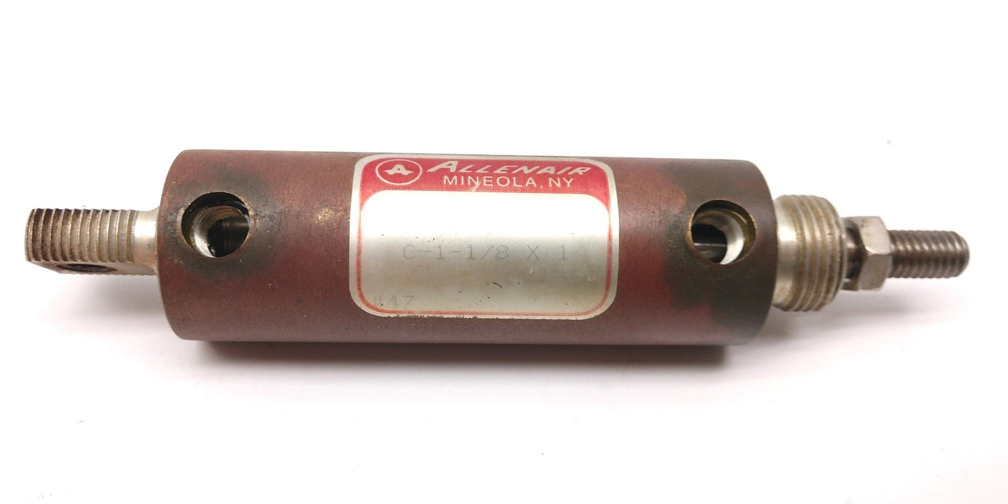 Used Allenair C-1-1/8 X 1 Pneumatic Cylinder, 1" Stroke, 1-1/8" Bore, 150PSI, 1/8"NPT