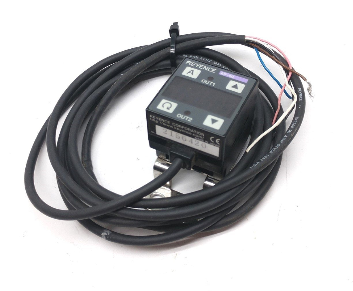 Used Keyence AP-40 Amplifier Unit, NPN, Response Time: 2.5/5/100/500 ms, Output: 1-5V
